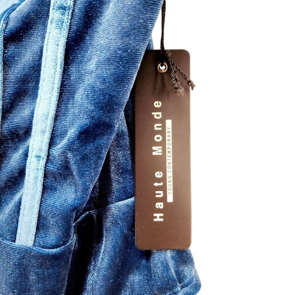 Blue Velvet Bodysuit With Adjustable Straps & Snap Closure - Size M Haute Monde - Picture 8 of 13